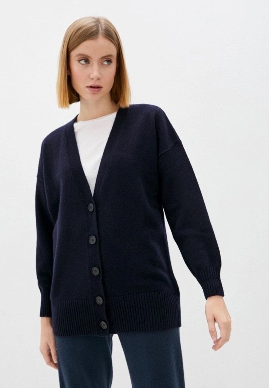 Falconeri Women’s 100% Cashmere Black Buttoned V-neck Cardigan Sweater Size M/L